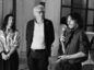 La fotografa Sara Allegrini, l’architetto e designer Massimo Iosa Ghini e Michelangelo Piroli, portavoce di The Roadrunners, durante la presentazione della mostra HURBANA a Palazzo Isolani, Bologna.